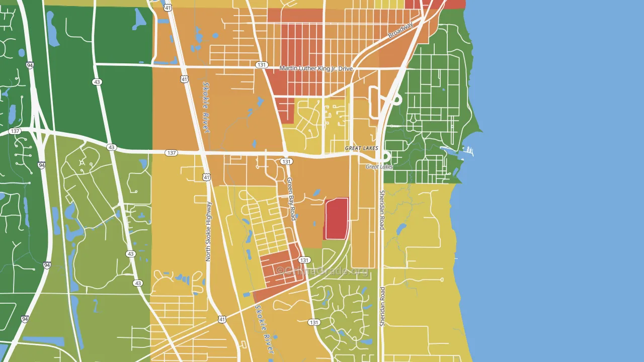 Five Points, Great Lakes, IL Map of Robbery Rates