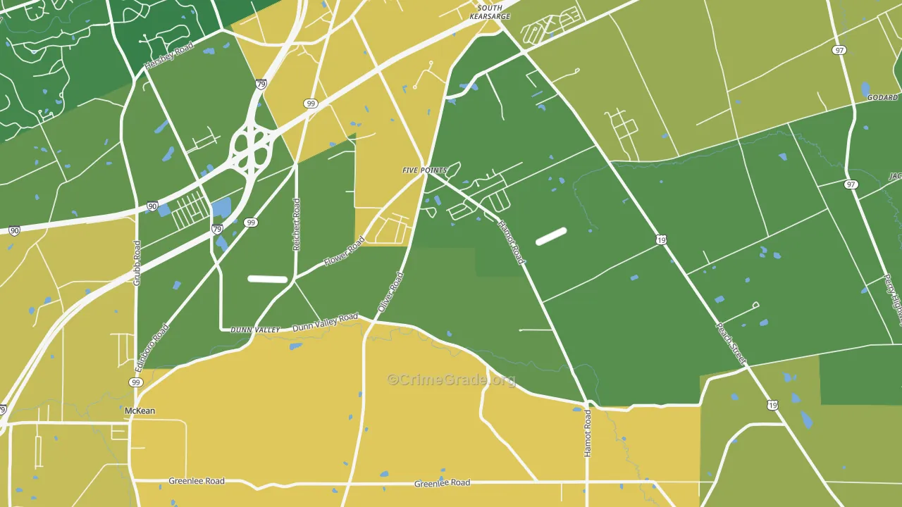 Five Points, PA Map of Robbery Rates