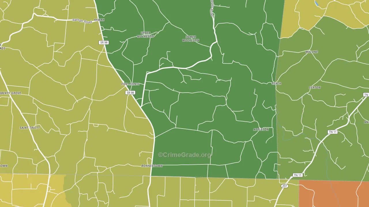 Five Points, TN Map of Robbery Rates