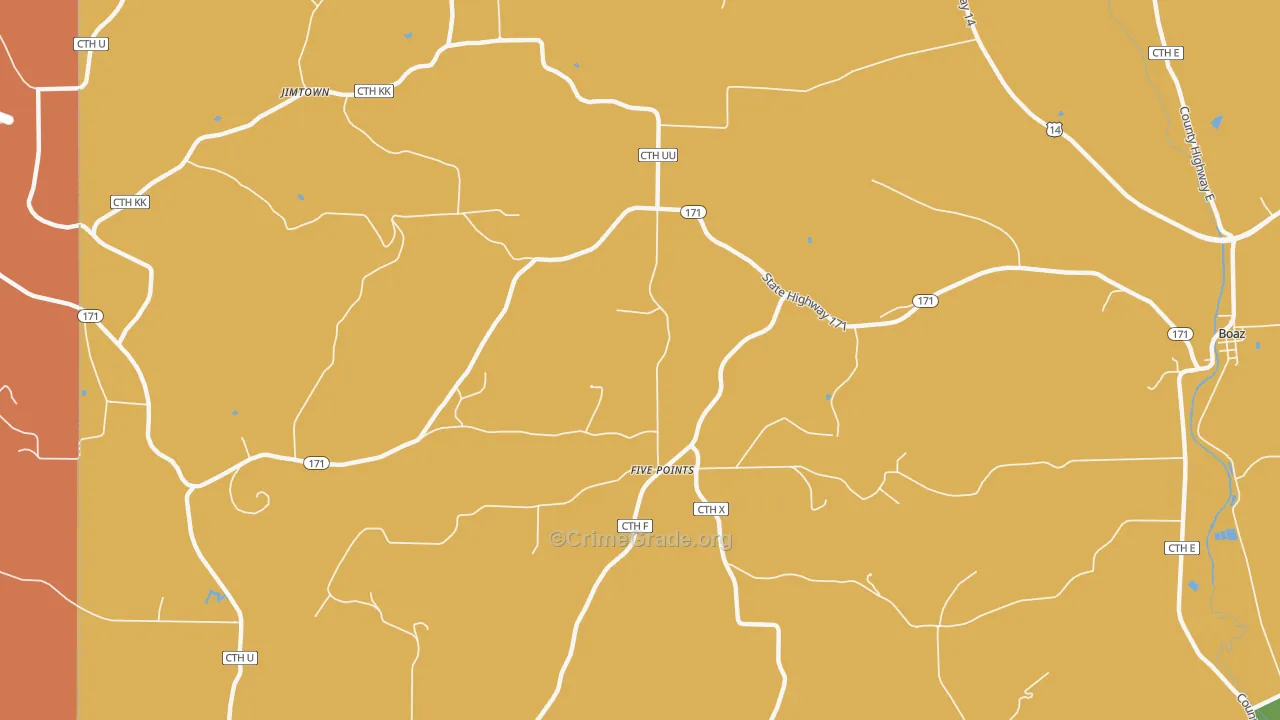 Five Points, WI Map of Robbery Rates