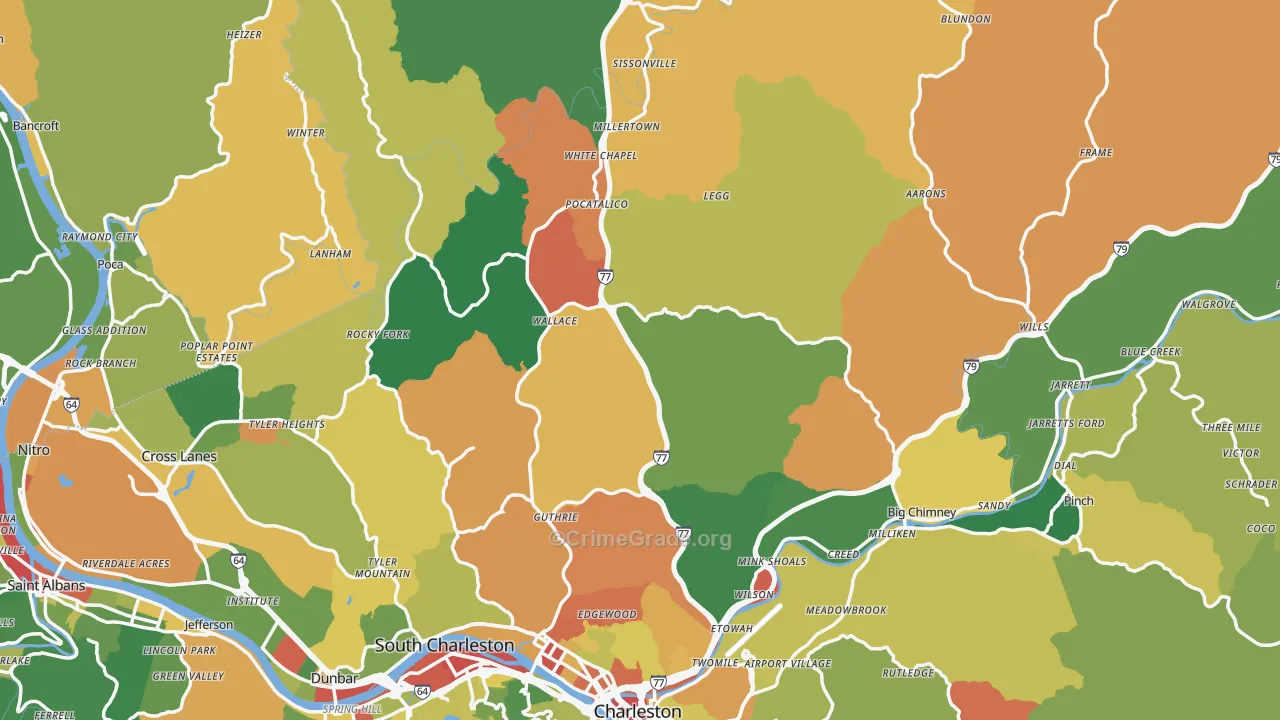 Fivemile, WV Map of Robbery Rates