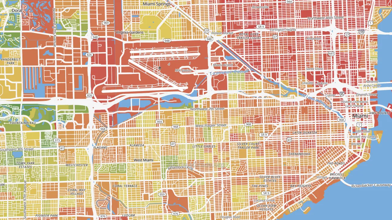 Flagami, Miami, FL Map of Robbery Rates