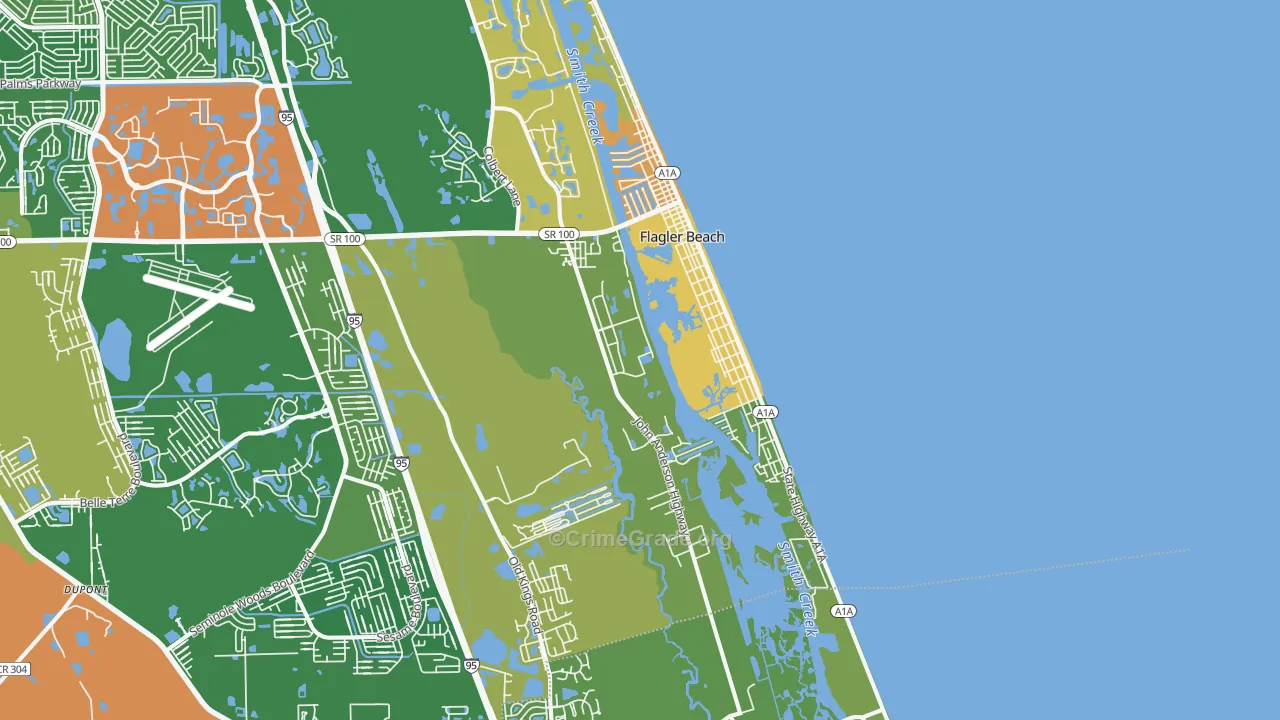 Flagler Beach, FL Map of Robbery Rates