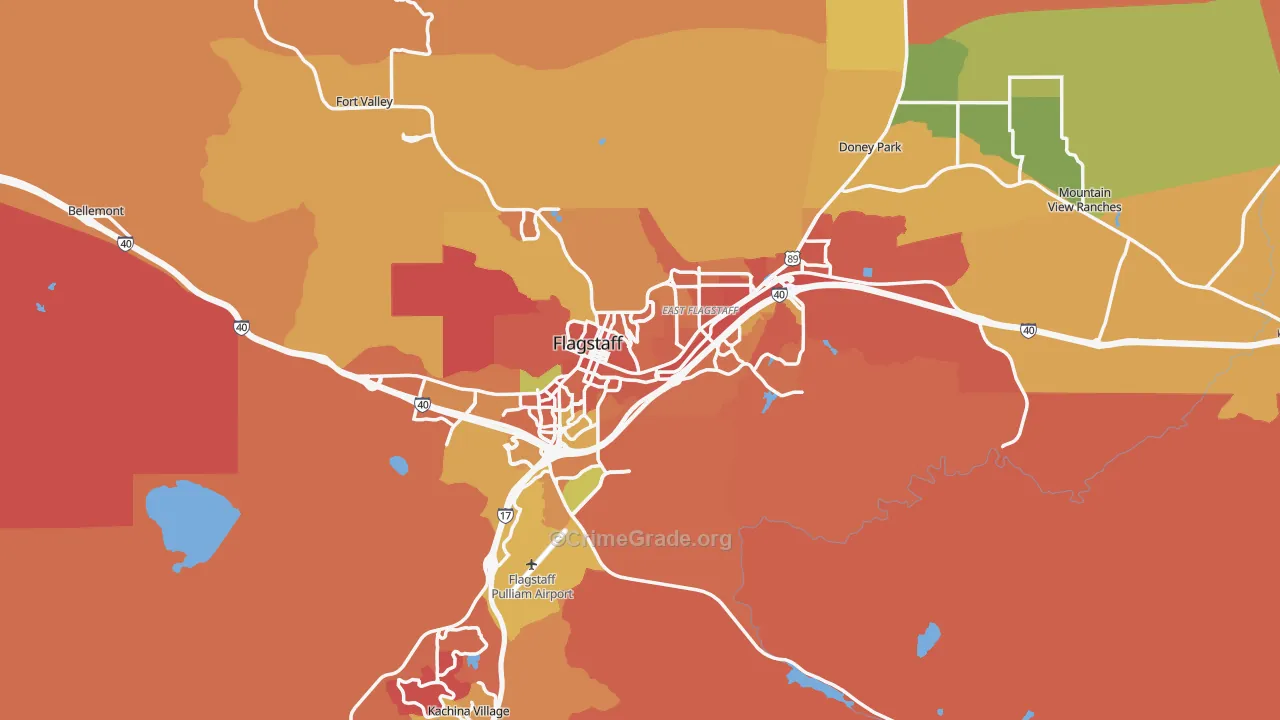 Flagstaff, AZ Map of Robbery Rates