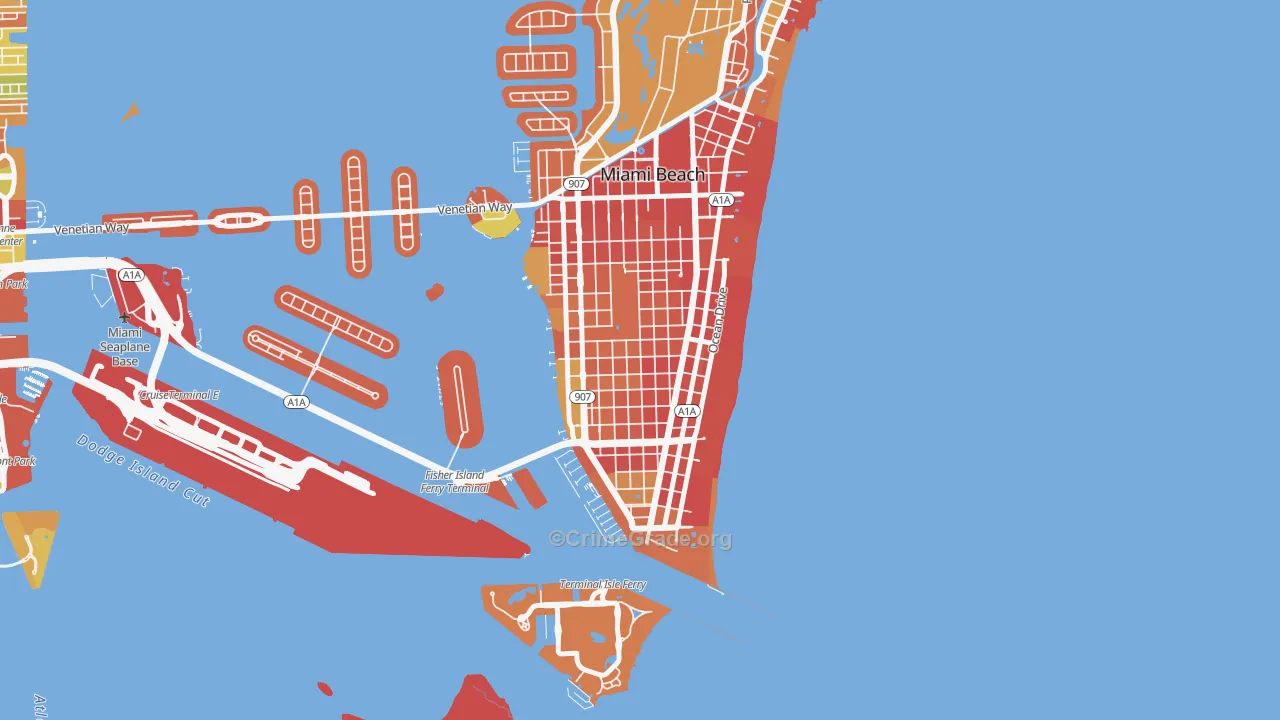 Flamingo-Lummus, Miami Beach, FL Map of Robbery Rates