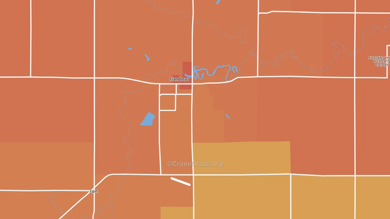 Flandreau, SD Map of Robbery Rates