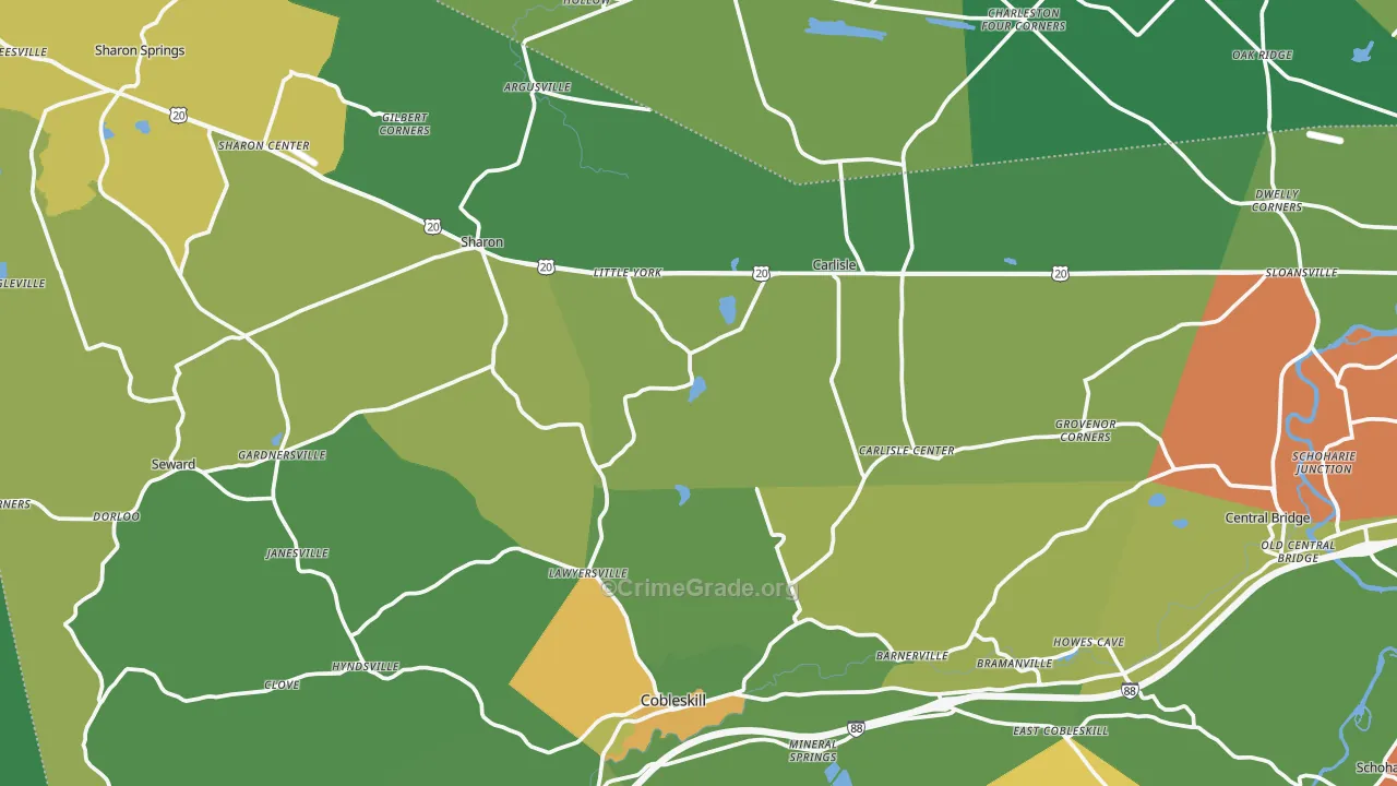 Flat Creek, NY Map of Robbery Rates