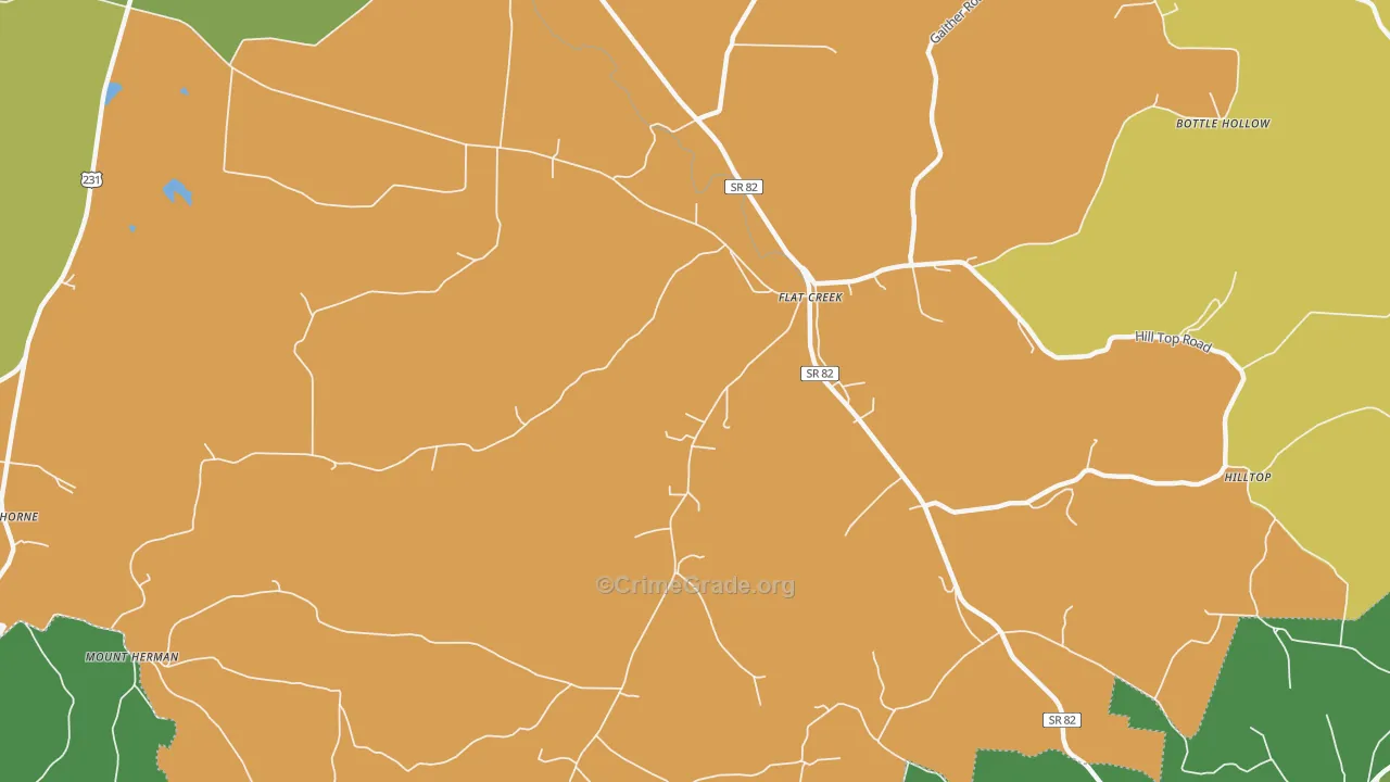 Flat Creek, TN Map of Robbery Rates