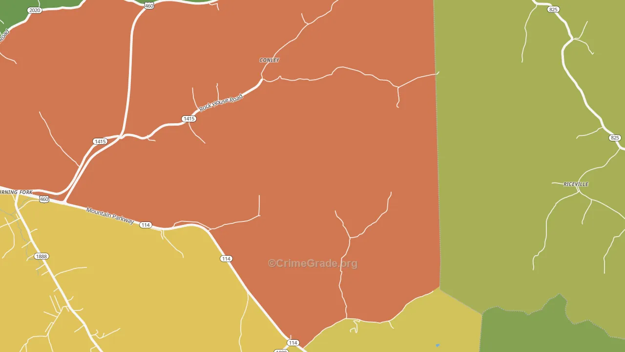 Flat Fork, KY Map of Robbery Rates
