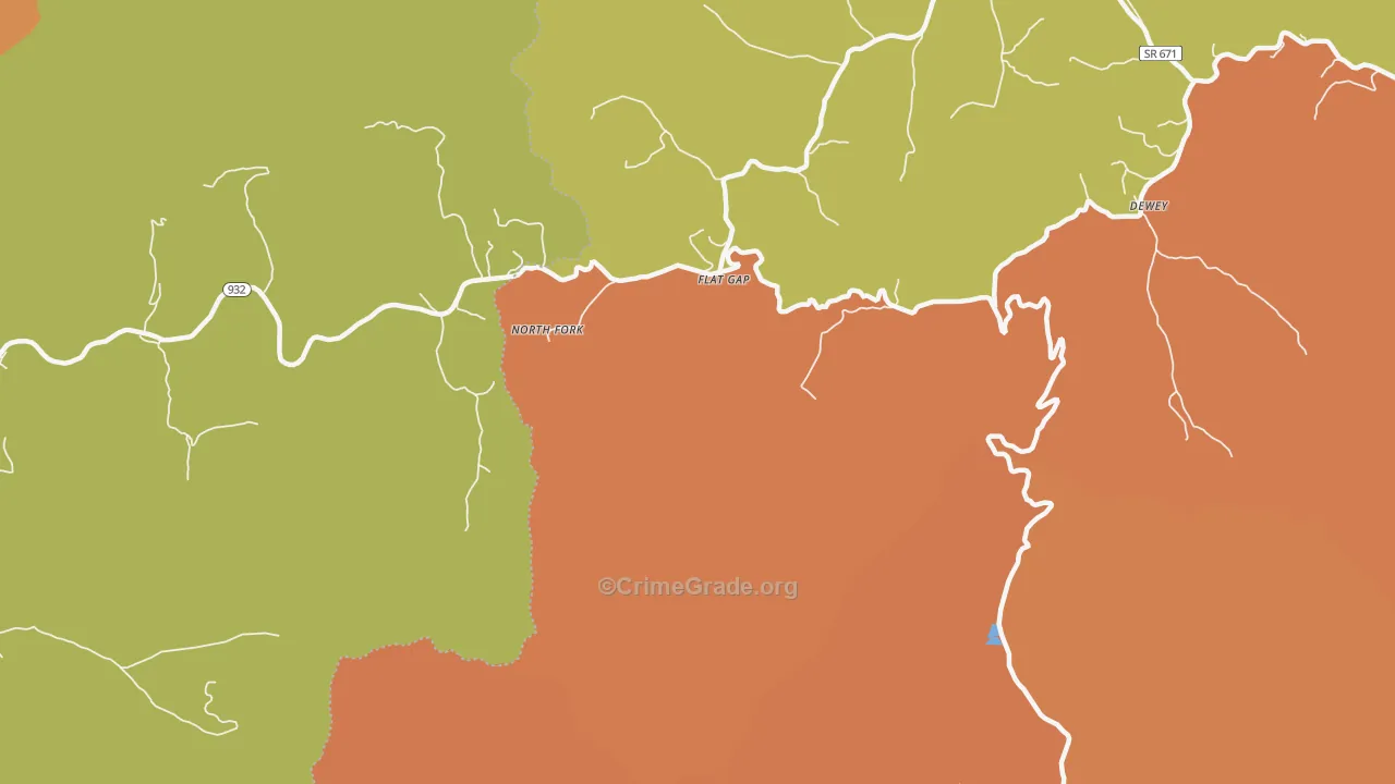 Flat Gap, VA Map of Robbery Rates