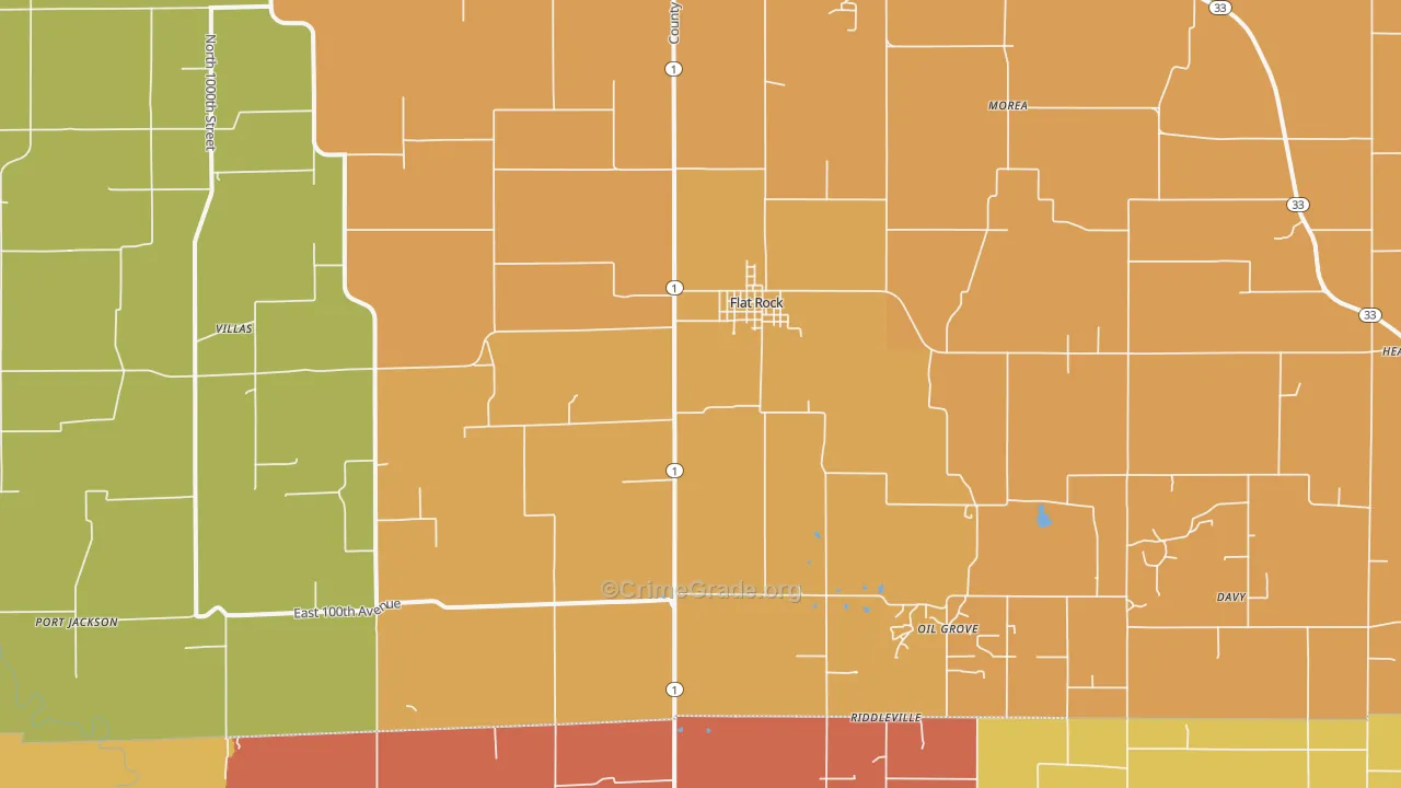 Flat Rock, IL Map of Robbery Rates