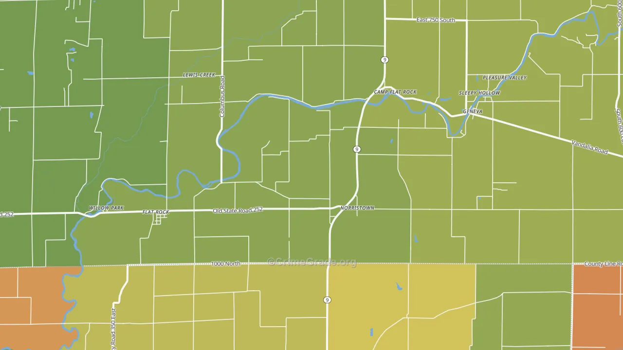 Flat Rock, IN Map of Robbery Rates