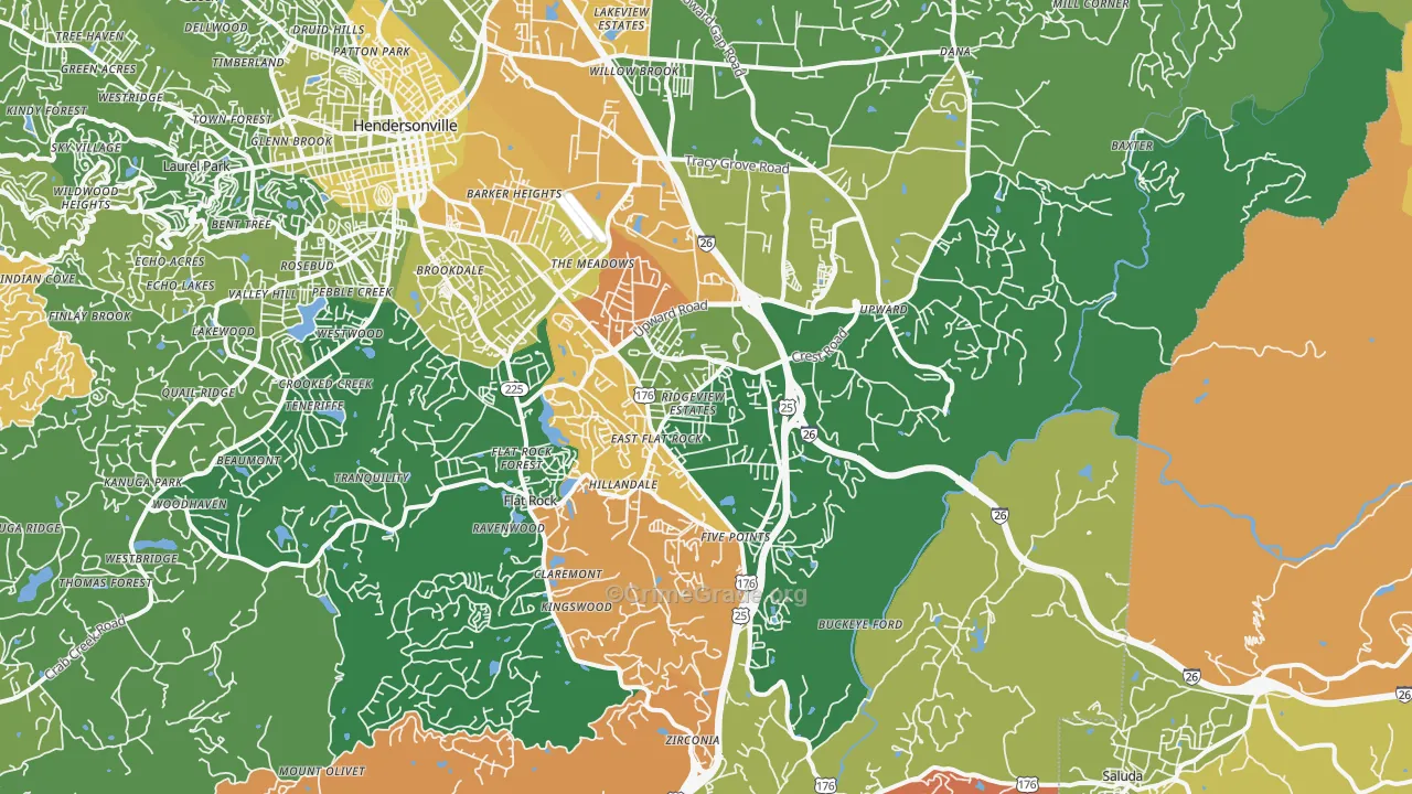 Flat Rock, NC Map of Robbery Rates