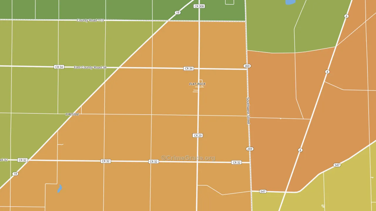 Flat Rock, OH Map of Robbery Rates