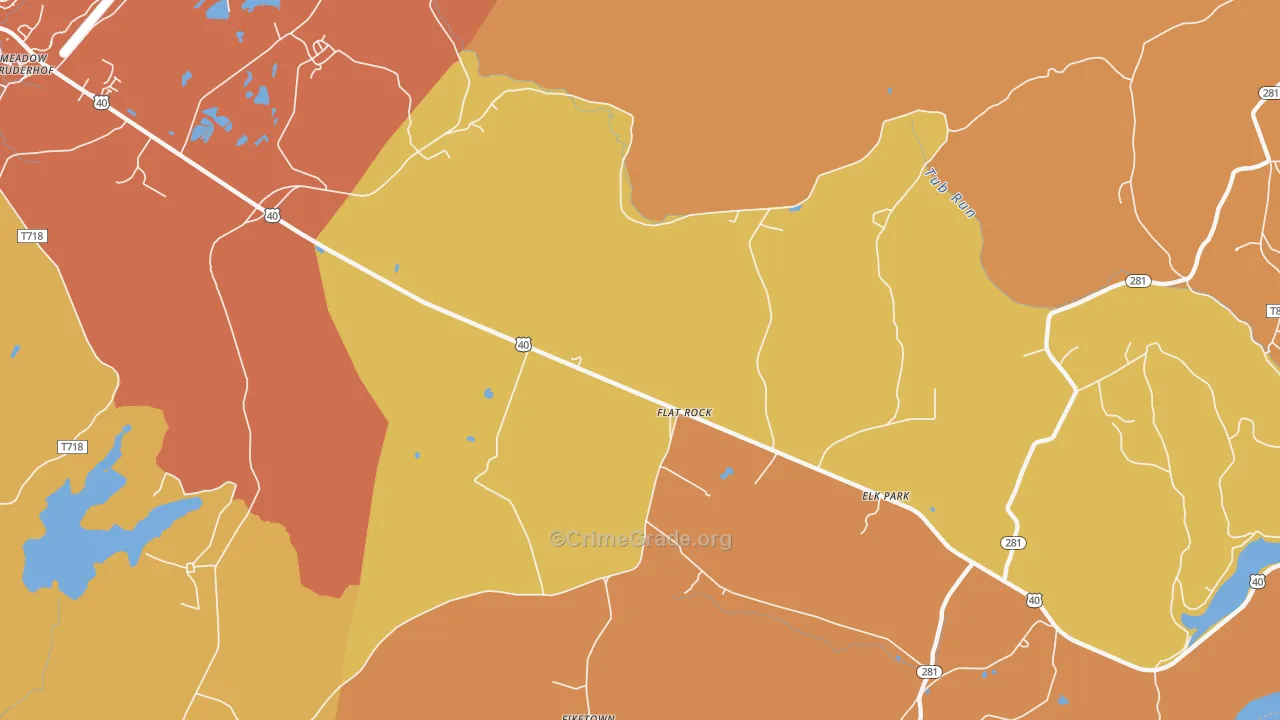 Flat Rock, PA Map of Robbery Rates