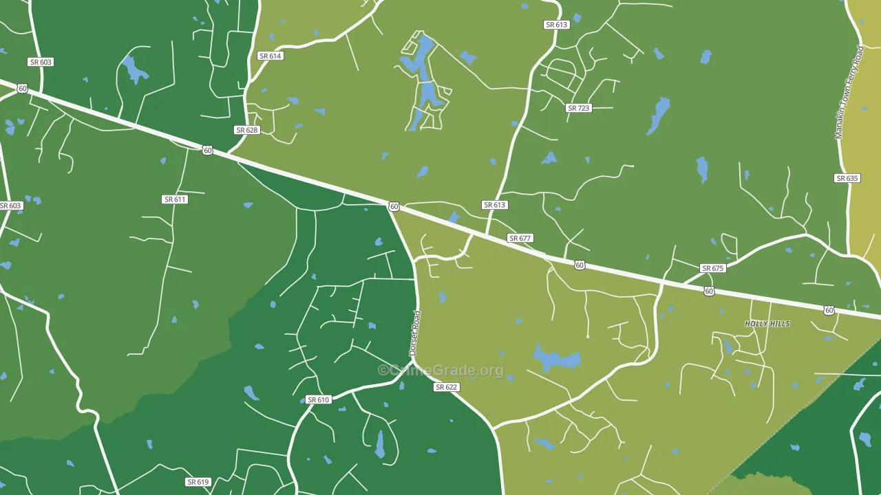 Flat Rock, VA Map of Robbery Rates
