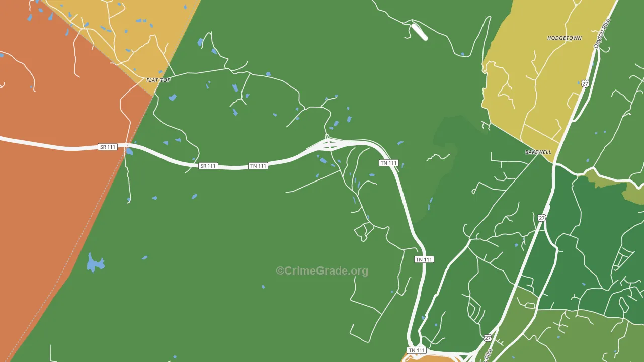 Flat Top Mountain, TN Map of Robbery Rates