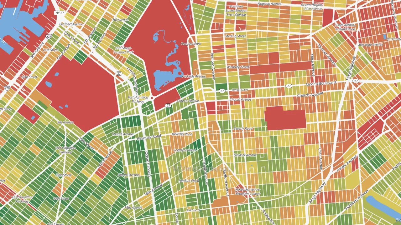 Flatbush-Ditmas Park, Brooklyn, NY Map of Robbery Rates