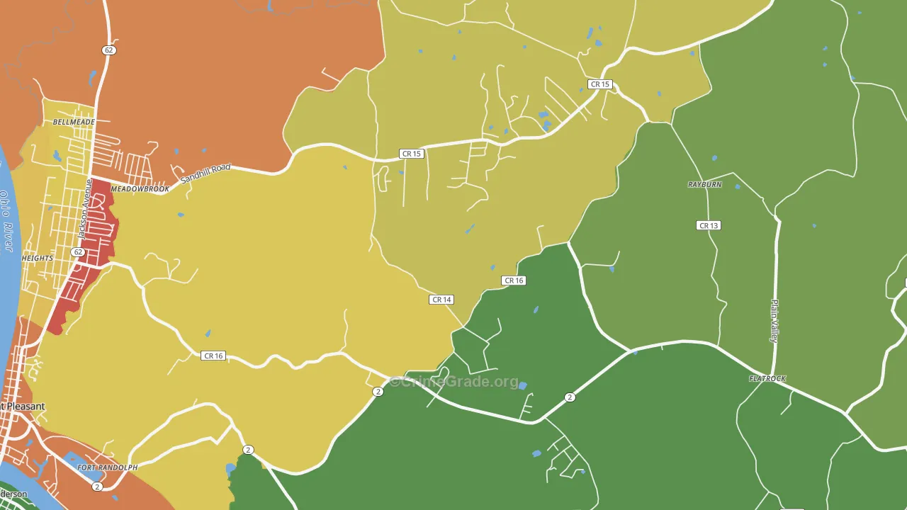 Flatrock, WV Map of Robbery Rates