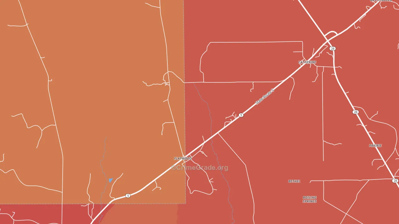 Flatwood, AL Map of Robbery Rates