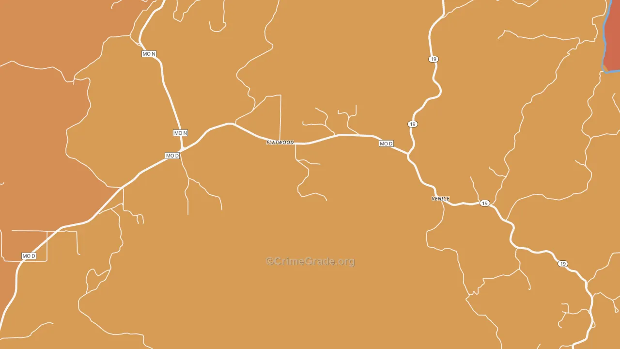 Flatwood, MO Map of Robbery Rates