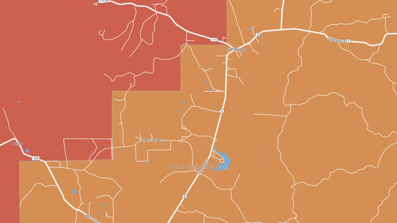 Flatwoods, LA Map of Robbery Rates