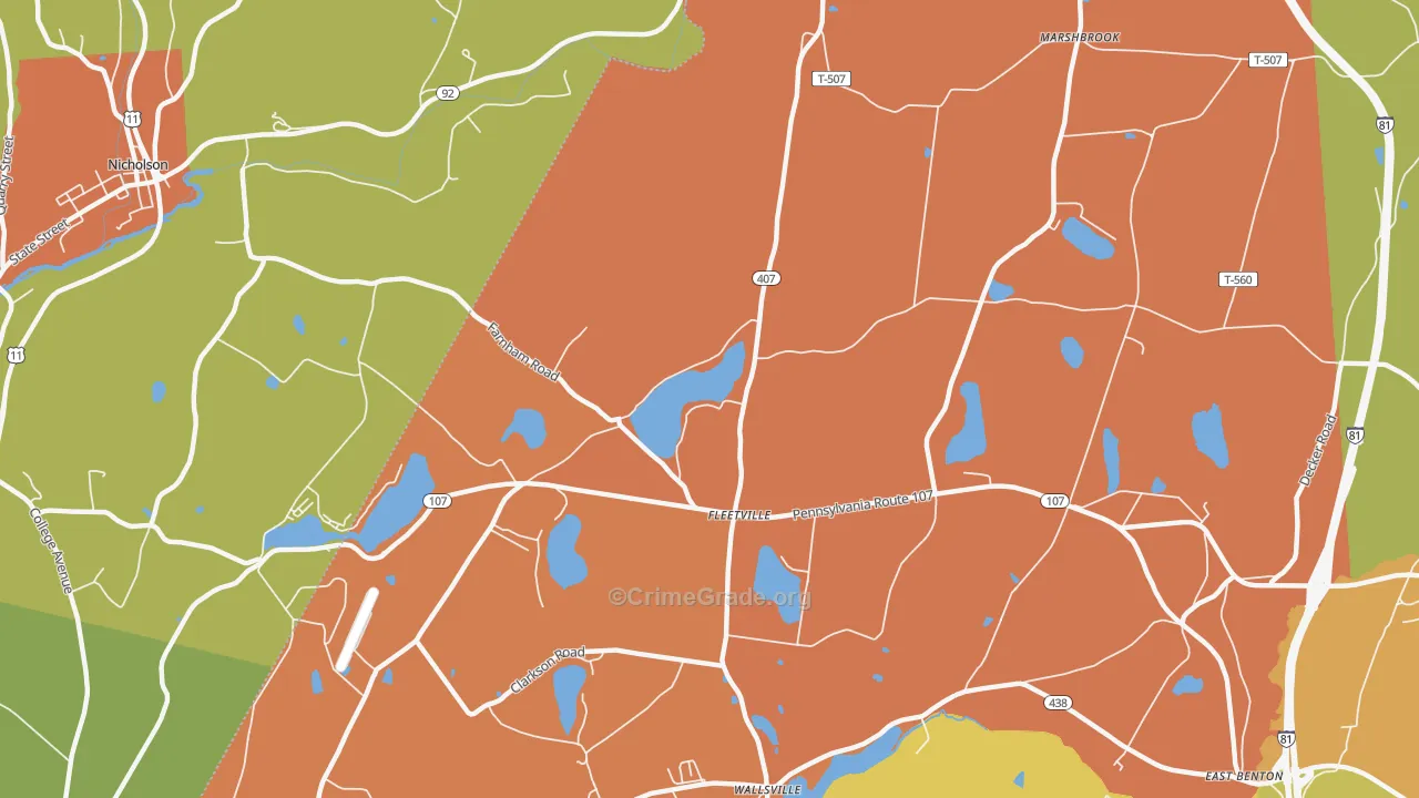 Fleetville, PA Map of Robbery Rates