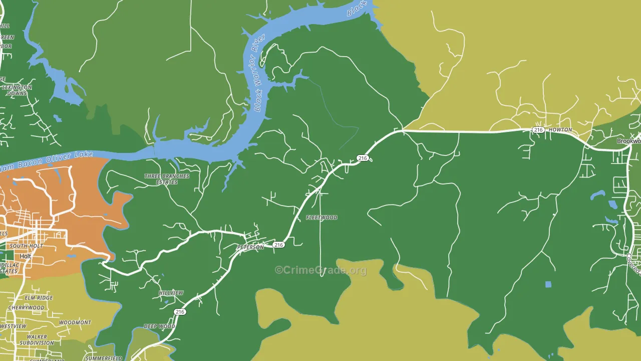 Fleetwood, AL Map of Robbery Rates
