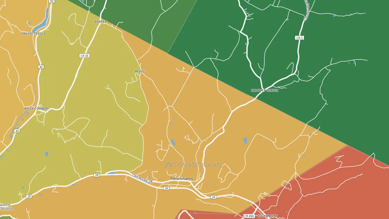 Fleischmanns, NY Map of Robbery Rates