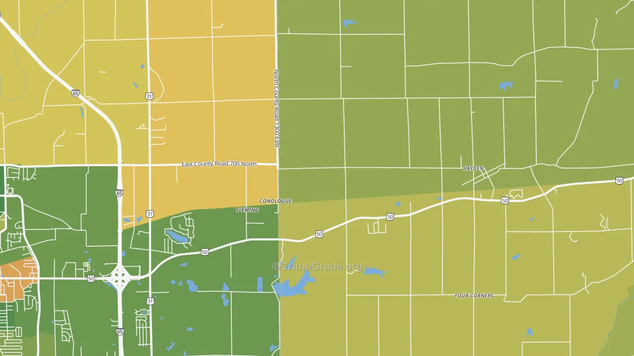 Fleming, IN Map of Robbery Rates