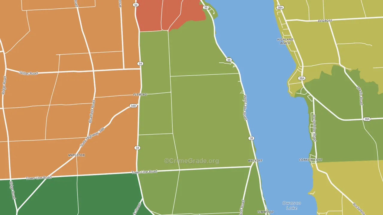 Fleming, NY Map of Robbery Rates