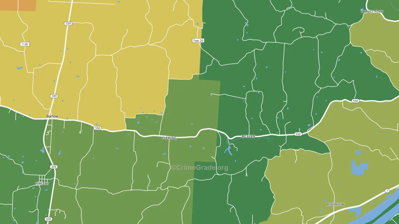 Fleming, OH Map of Robbery Rates