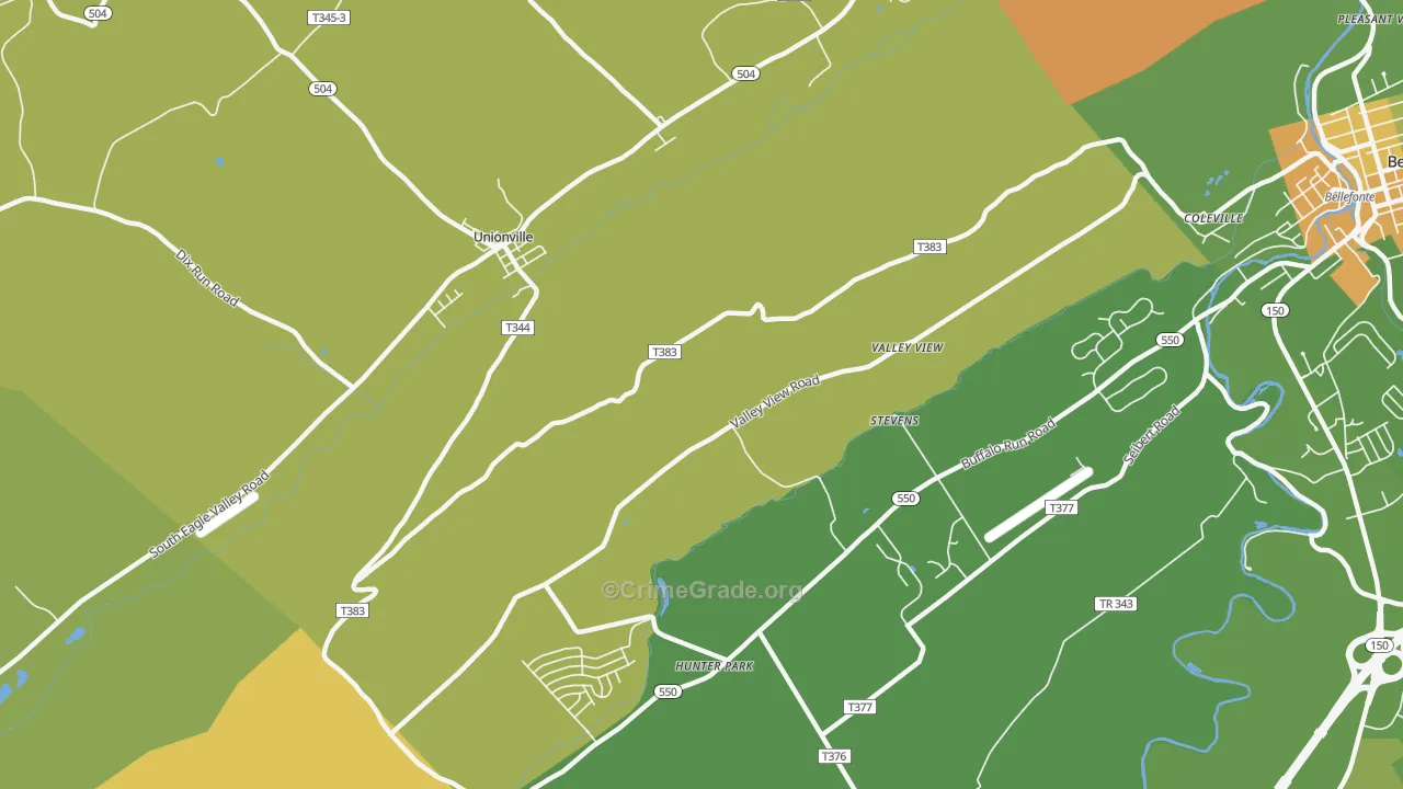 Fleming, PA Map of Robbery Rates