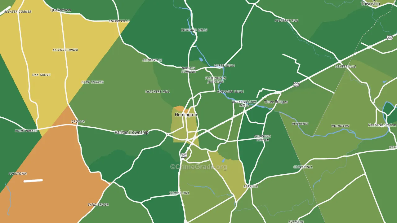 Flemington, NJ Map of Robbery Rates