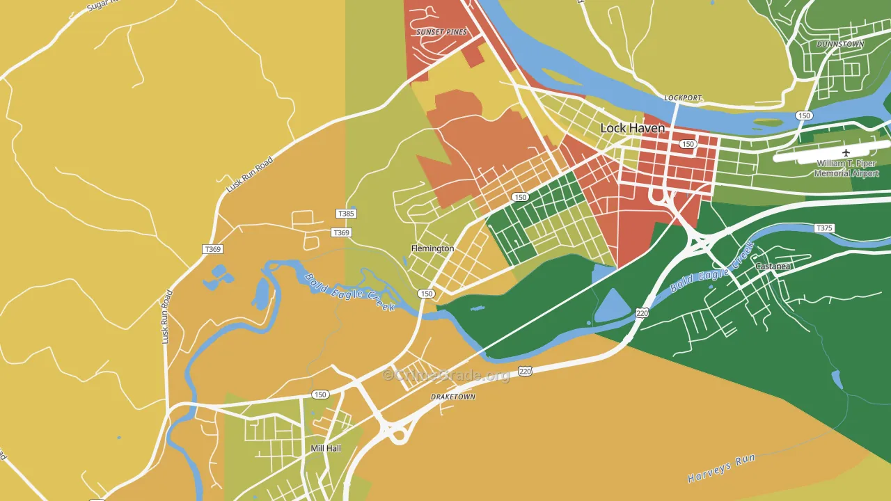 Flemington, PA Map of Robbery Rates