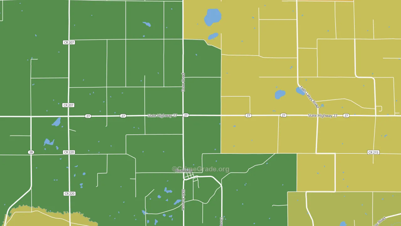 Flensburg, MN Map of Robbery Rates