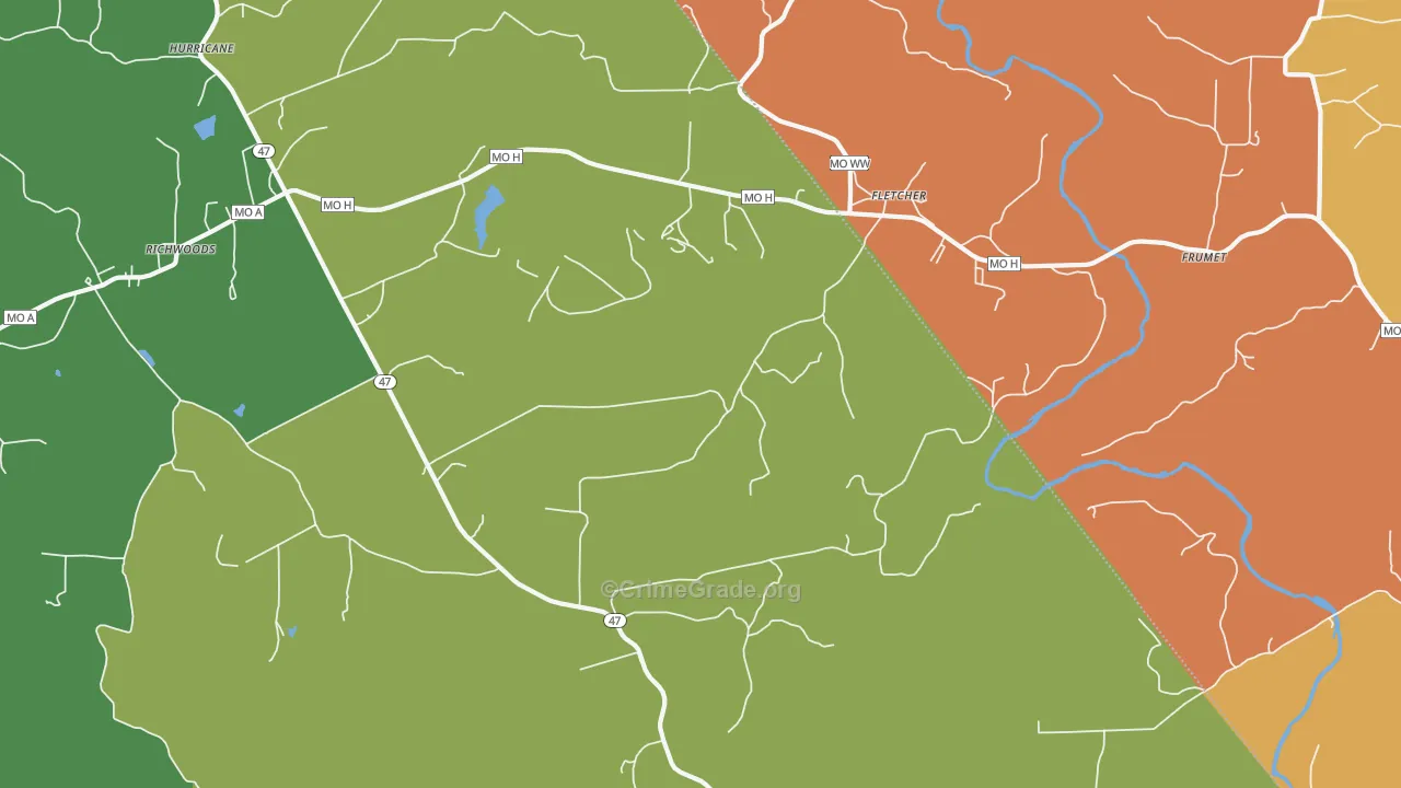Fletcher, MO Map of Robbery Rates