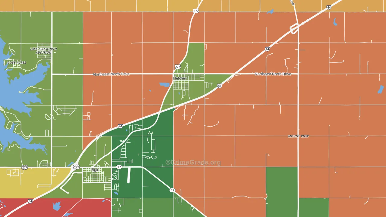 Fletcher, OK Map of Robbery Rates