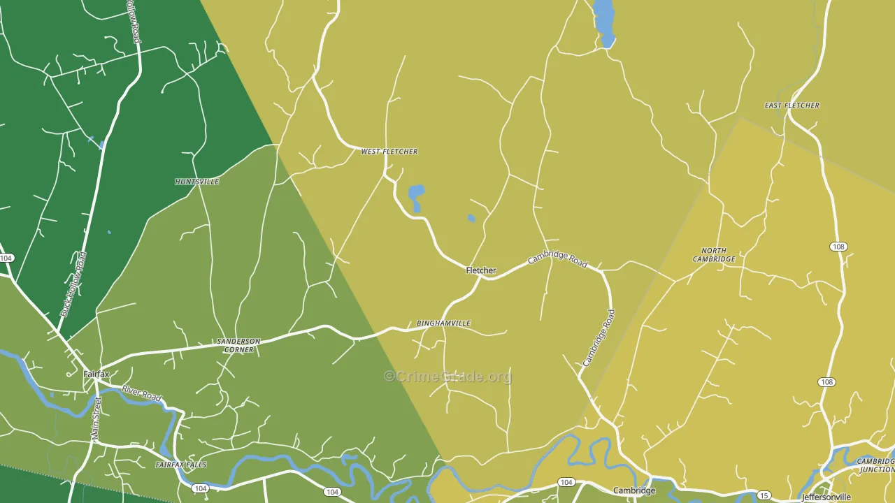 Fletcher, VT Map of Robbery Rates
