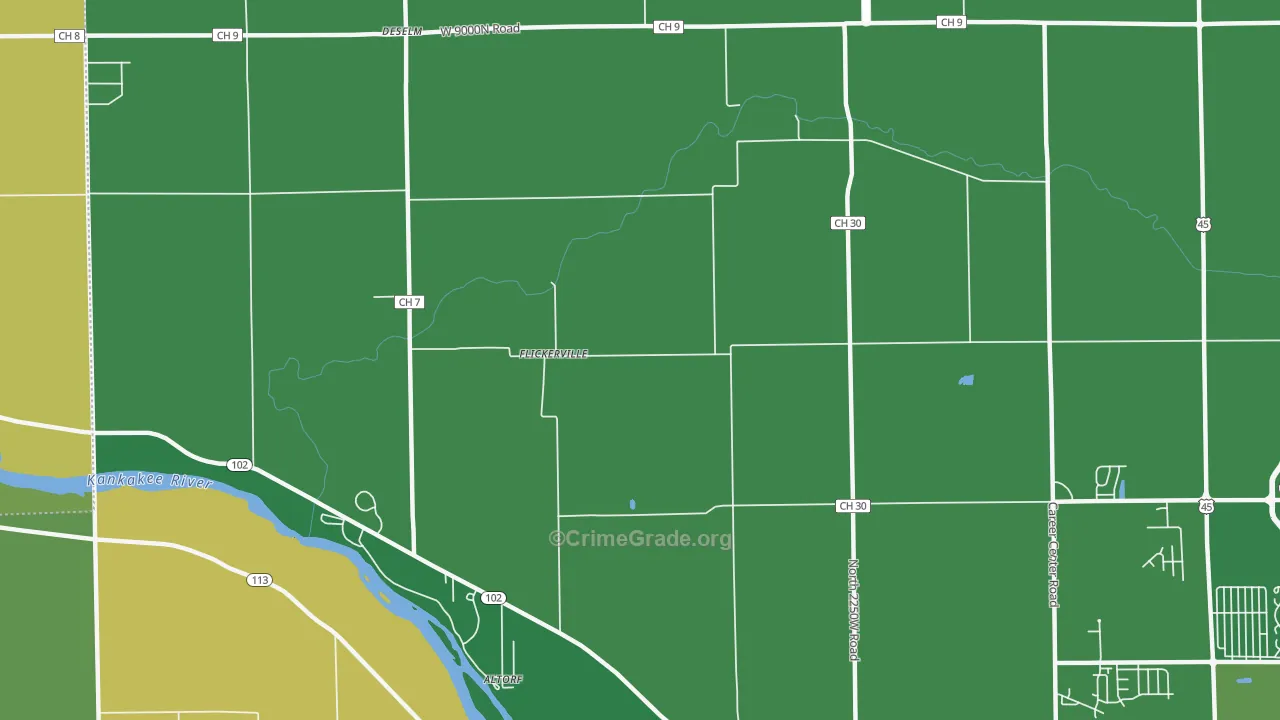 Flickerville, IL Map of Robbery Rates