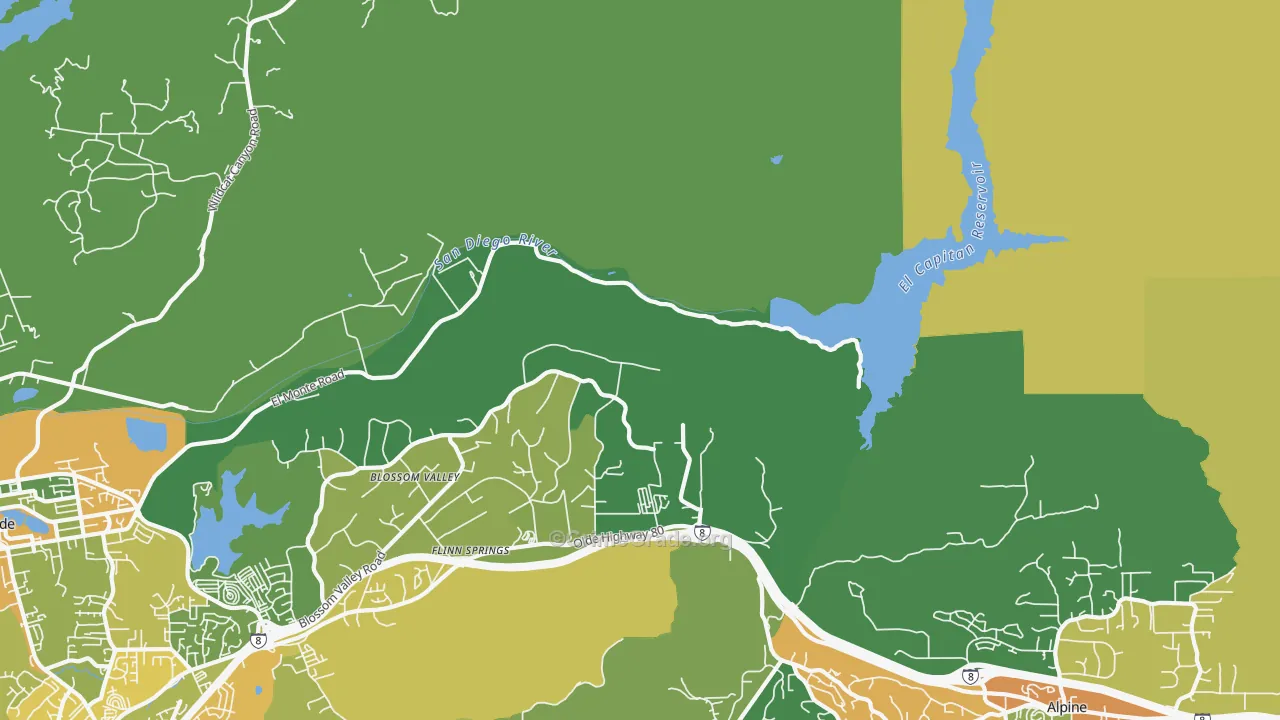 Flinn Springs, CA Map of Robbery Rates