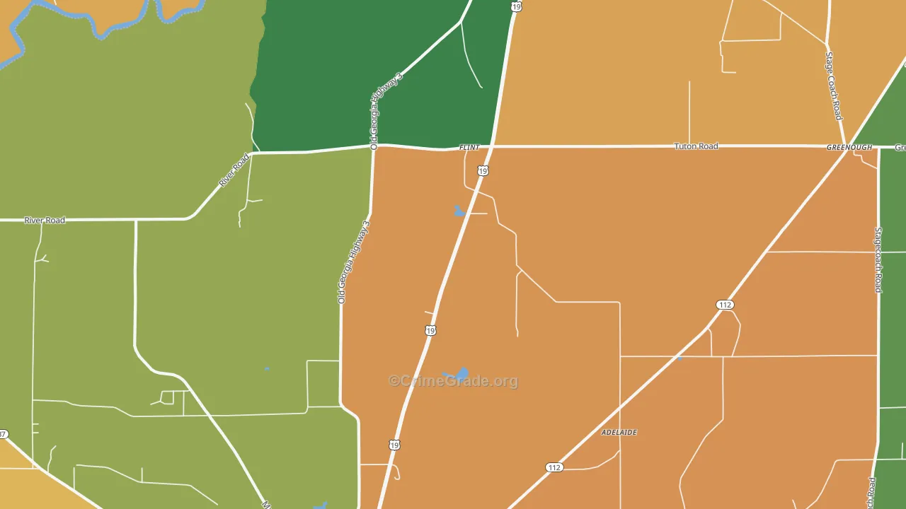 Flint, GA Map of Robbery Rates