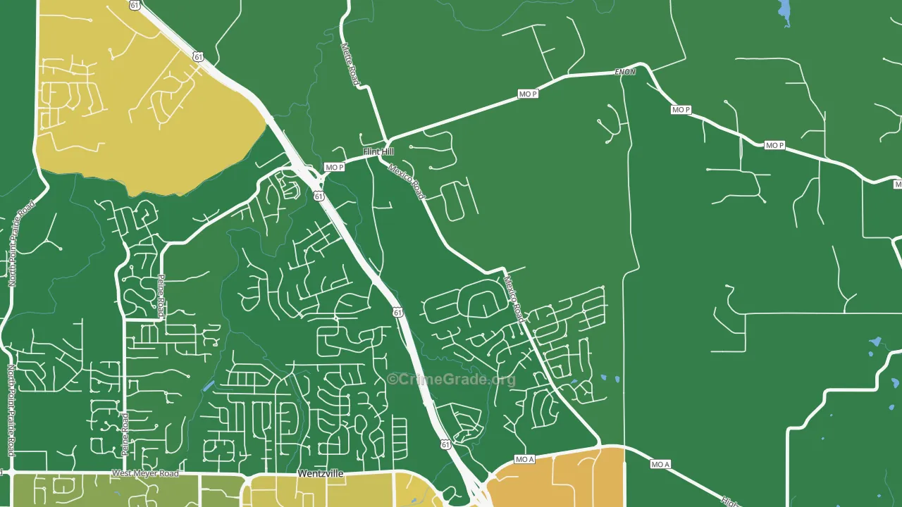 Flint Hill, MO Map of Robbery Rates