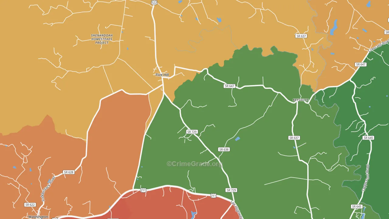 Flint Hill, VA Map of Robbery Rates