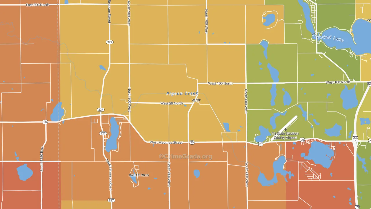 Flint, IN Map of Robbery Rates