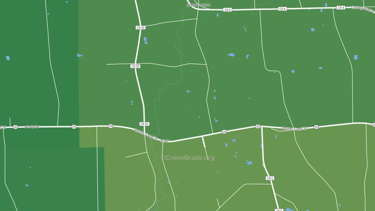 Flint, NY Map of Robbery Rates