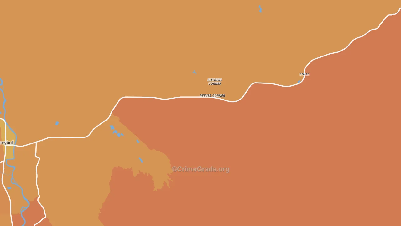 Flitners Corner, WY Map of Robbery Rates