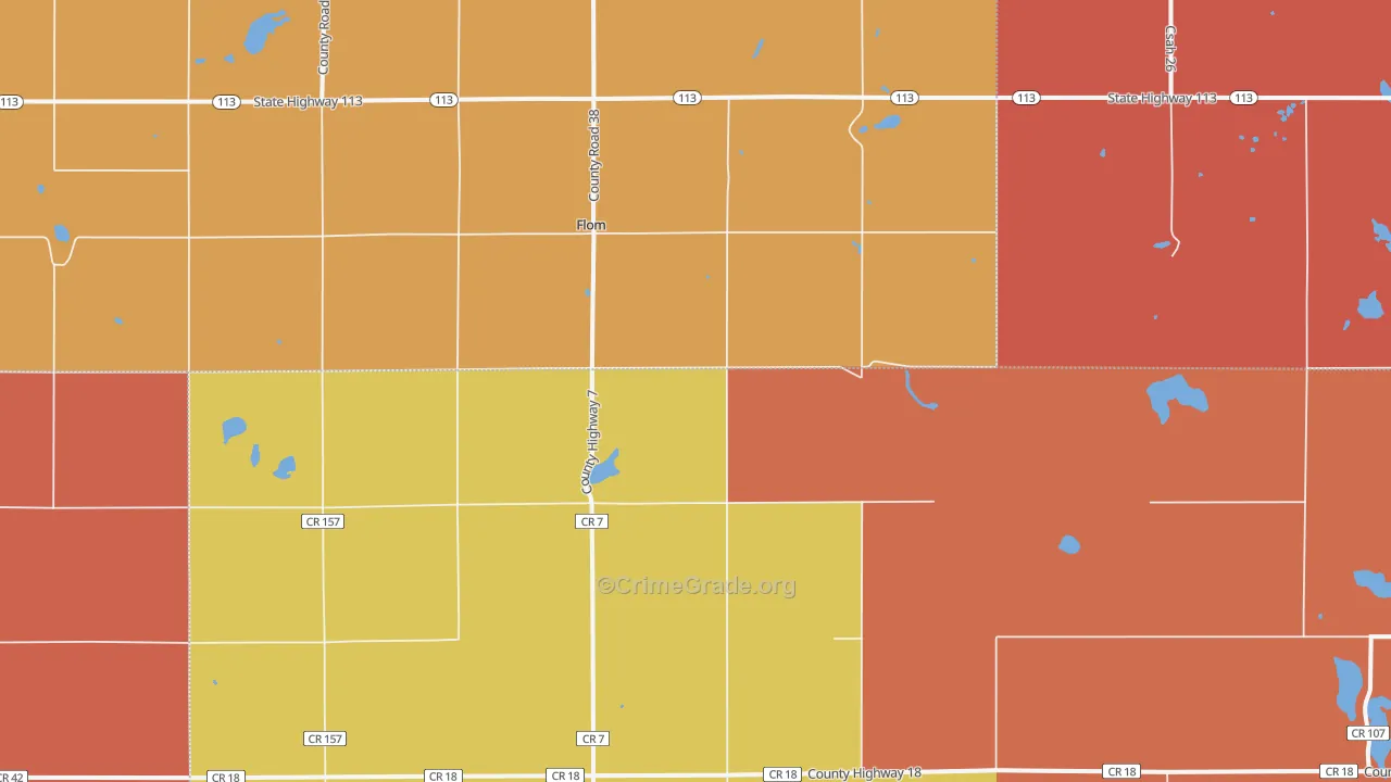 Flom, MN Map of Robbery Rates