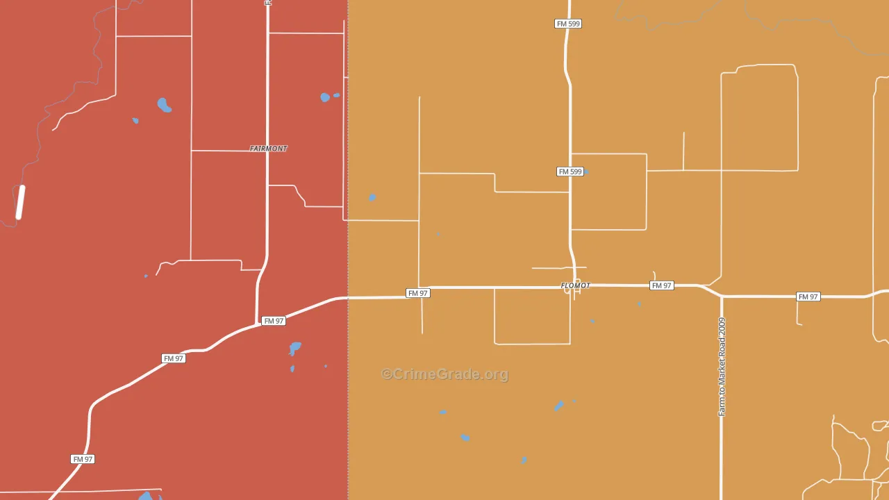 Flomot, TX Map of Robbery Rates