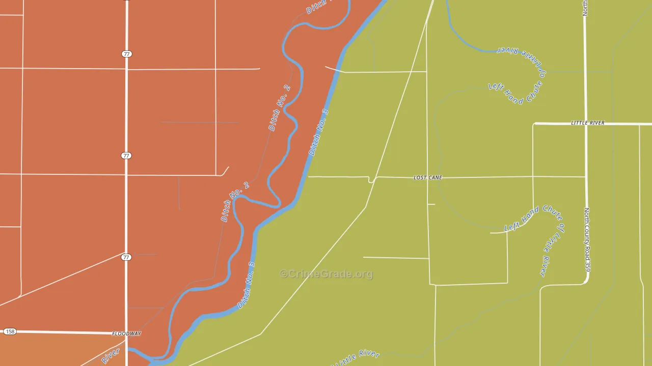 Floodway, AR Map of Robbery Rates
